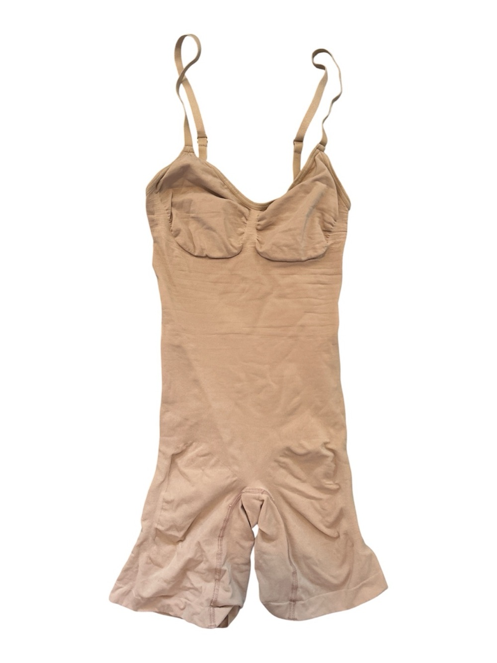 Women’s Nude Seamless Full Body Shapewear Bodysuit with Built-In Bra Shorts XS/S